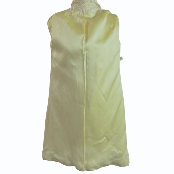 VTG 60s Tapestry Pea Coat Butter Yellow Rhinestone Buttons Mod Old Money Luxury - Picture 8 of 12